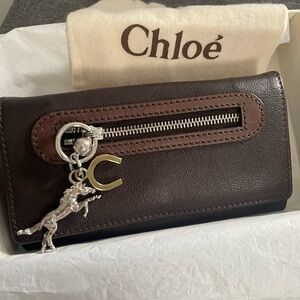 Chloe Brown Wallet with Silver and Gold Accents